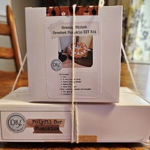 DIY It Box Granny Stitch Crochet Pumpkin Kit - Blue, Gold, Orange